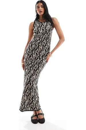 JDY Knitted sleeveless maxi dress in animal print