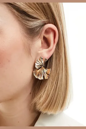 ASOS Drop earrings with textured leaf design in tone