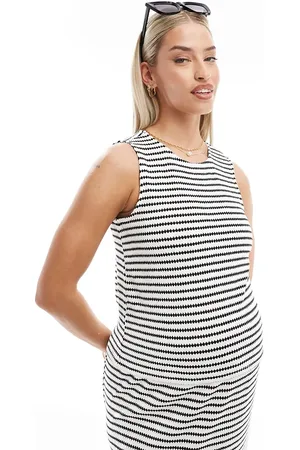 Mama;licious Mamalicious Maternity fine knit tank top co-ord in mono stripe
