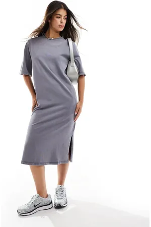 Pimkie Oversized midi t-shirt dress in washed grey