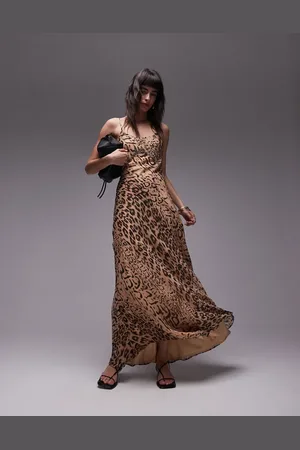 Topshop Animal embellished maxi slip dress in