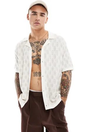 Hollister Short sleeve pattern knit buttonthrough shirt in /grey