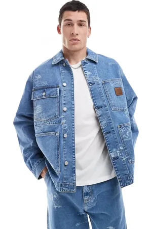 Carhartt men's denim jean jacket best sale