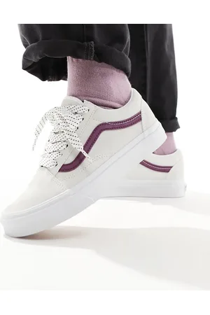 Vans Old Skool trainers in off and deep purple with lace interest