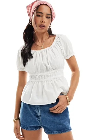 JDY Puff sleeve cropped top in
