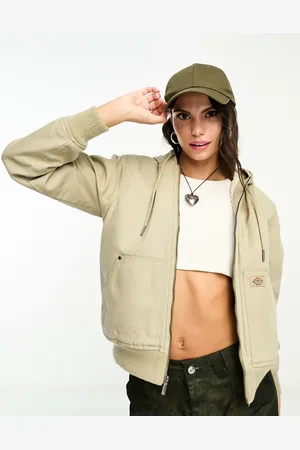 Dickies Duck canvas sherpa lined jacket with hood in sand