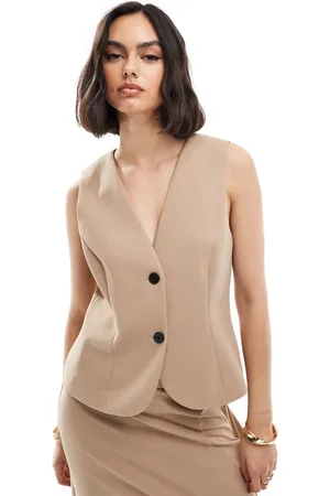 VERO MODA Tailored jersey waistcoat co-ord in beige