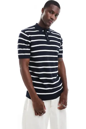Brave Soul Textured knit stripe polo in