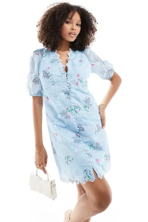 Y.A.S Y.A.S embroidered organza button through mini dress in