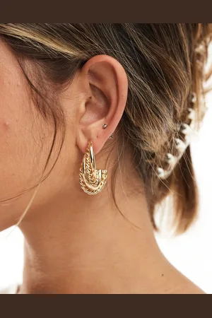 ASOS Stud earrings with textured wire detail in tone