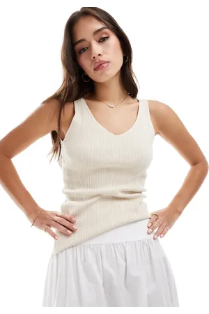 SELECTED Femme knitted ribbed vest in beige
