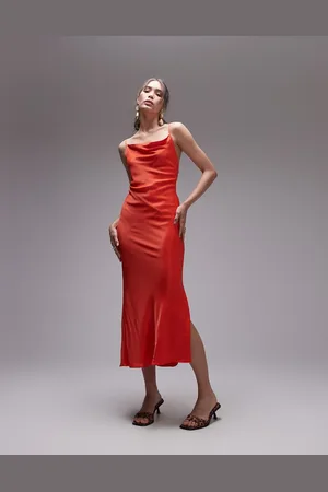 Topshop Cowl neck scoop back midi dress in