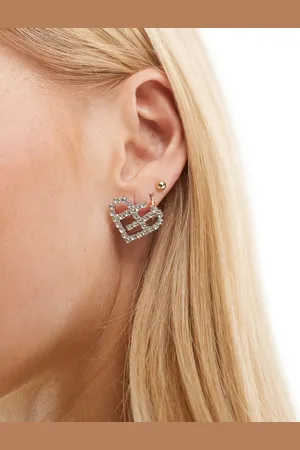 True Decadence Crystal cut out heart stud earrings in
