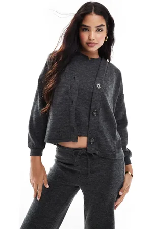 VILA Mix & match premium jersey cardigan co-ord in dark