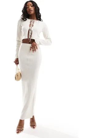 Simmi London Simmi knitted maxi skirt co-ord in cream