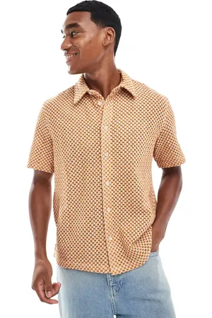 Bershka Textured button through shirt in