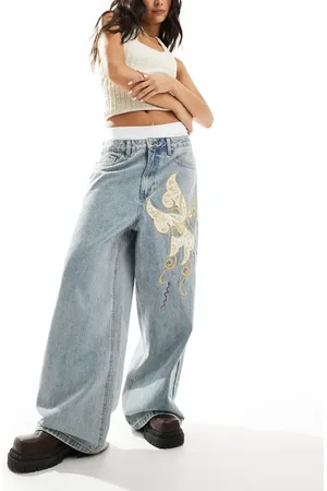 ED HARDY Antique denim baggy jeans with diamante butterfly