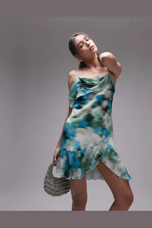 Topshop Sheer drape mini dress in blurred floral