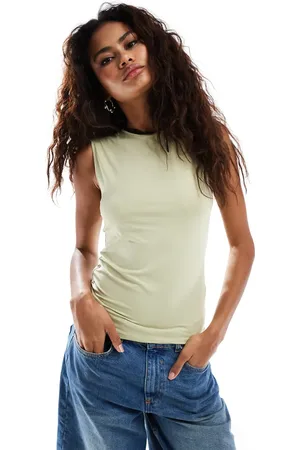 Weekday Inez slim fit tank top in dusty beige