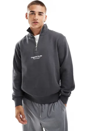 JACK & JONES Half zip sweat with originals logo in dark