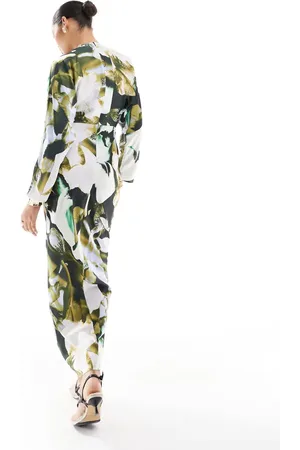 ASOS Satin batwing maxi dress in floral print