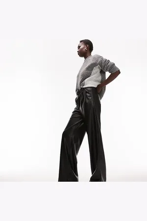Topshop Faux leather super wide tailored trouser in