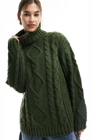 Monki Long sleeve heavy knit top in dark