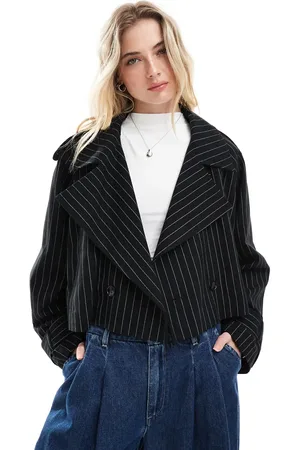 ASOS Cropped trench coat in pinstripe