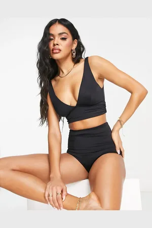 ASOS Maya mix and match deep band side ruched crop bikini top in