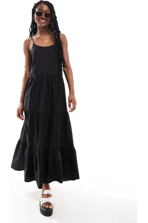 Monki Maxi dress with tiered layers and strappy low back in