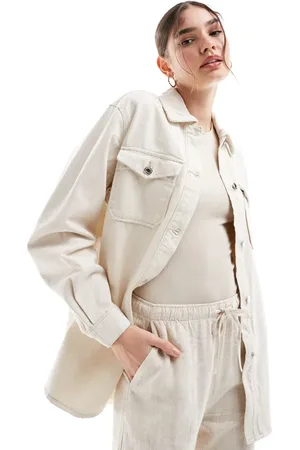 VERO MODA Oversized shirt jacket in ecru denim