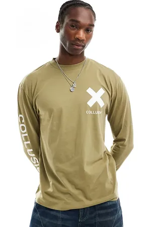COLLUSION X logo t-shirt in khaki