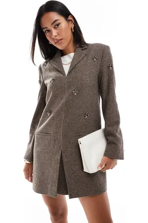 & OTHER STORIES Tailored tweed blazer mini dress in dogtooth check