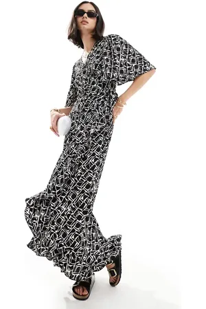 VERO MODA Wrap front maxi dress in abstract print