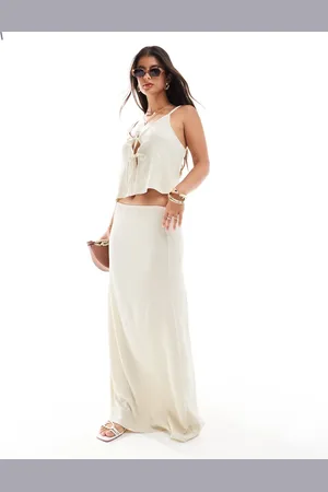 Miss Selfridge Textured maxi skirt in stone