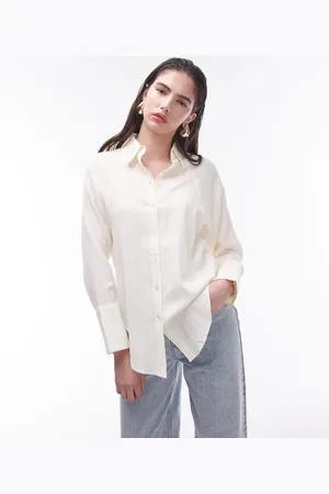 Topshop Textured panel shirt in ivory