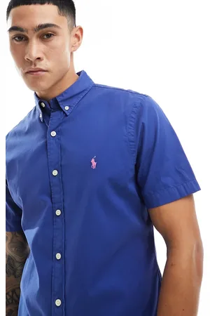 Ralph Lauren Icon logo short sleeve twill shirt slim fit in royal