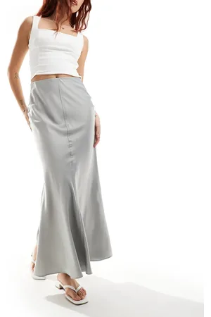 Weekday Paige mermaid fit satin maxi skirt in