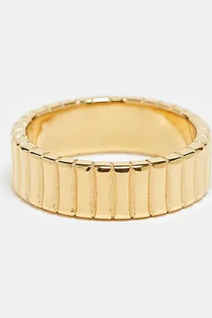 LOST SOULS Stainless steel 6mm line detail ring in 18k plated