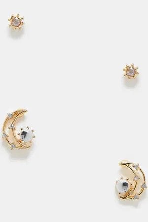 Reclaimed Celestial star and moon earring pack
