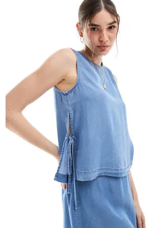 VERO MODA Tie side top co-ord in medium chambray