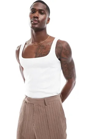 ASOS Muscle fit rib vest with square neck in