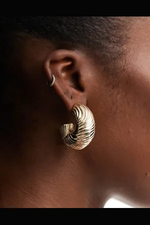 ASOS Chubby hoop earrings with twisted textured detail in tone