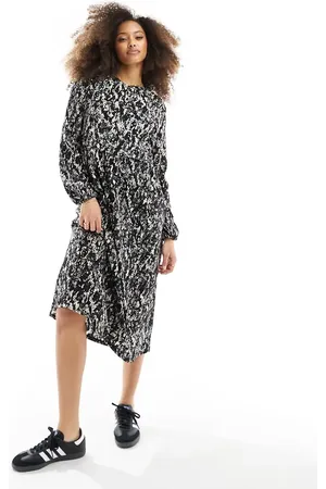 JDY Long sleeve midi dress in snake print