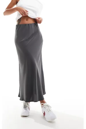 Pieces® Matte satin midi skirt in