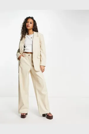 VERO MODA Tailored leather look trousers co-ord in cream