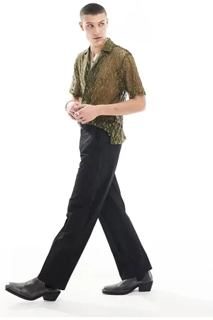 Twisted Tailor Lace short sleeve revere shirt in khaki