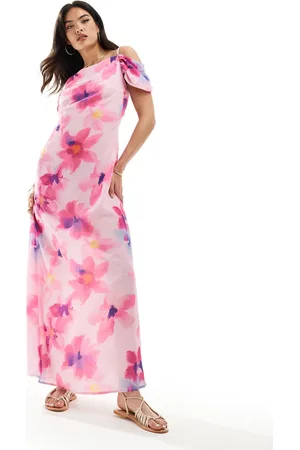 VERO MODA Off shoulder maxi slip dress in floral