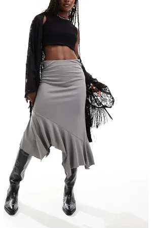 Monki Asymmetric midi skirt in