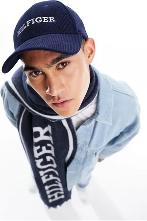 Tommy Hilfiger Monotype corduroy cap in space blue